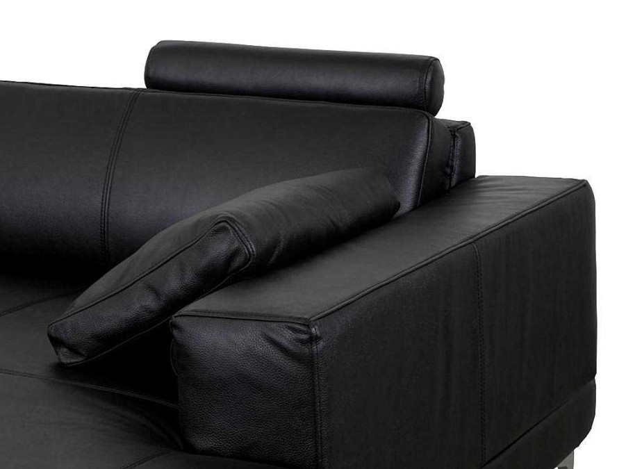 LINEA SOFA Xxl Hoekbank | Xxl Zevenzitsbank Hoogwaardig Leer Donatello Ii - Zwart - Hoek Rechts