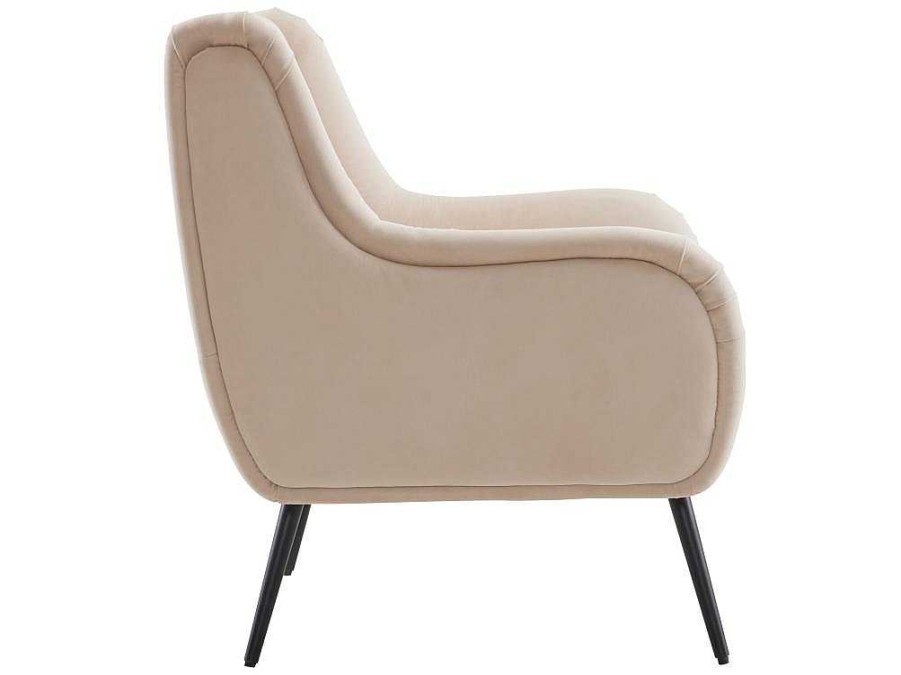 ModernLuxe Fauteuil Stof Fluweel / Suedine | Moderne Loungestoel - Enkele Bank Met Armleuningen - Metalen Poten - Beige