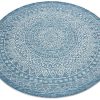 RugsX Tapijt Rond | Sisal Tapijt Sisal Loft 21207 Rosette Rond Boho Ivoor/Zilver/Blauw Cercle 120 Cm