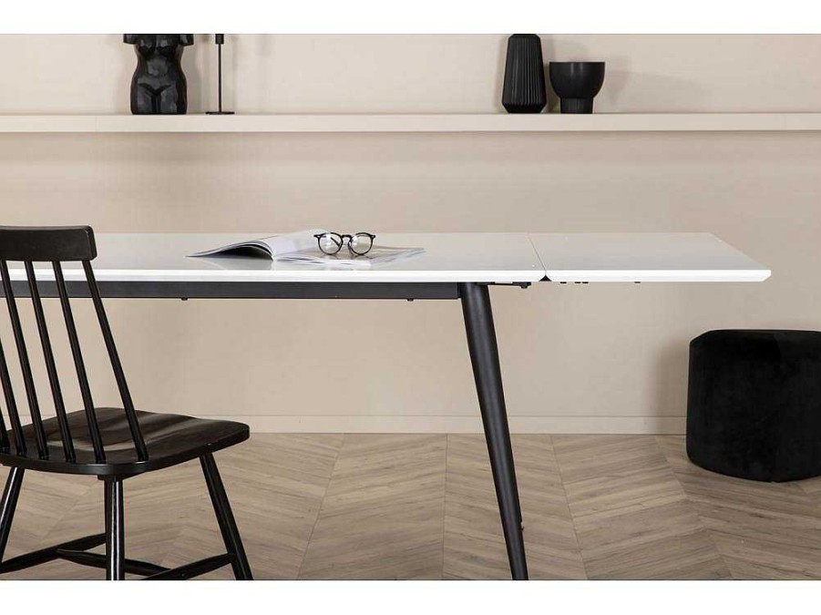 Vente-unique Eettafel | Jimmy Eetkamertafel 90X150/240Cm Met Extra Plaat Hpl Wit.