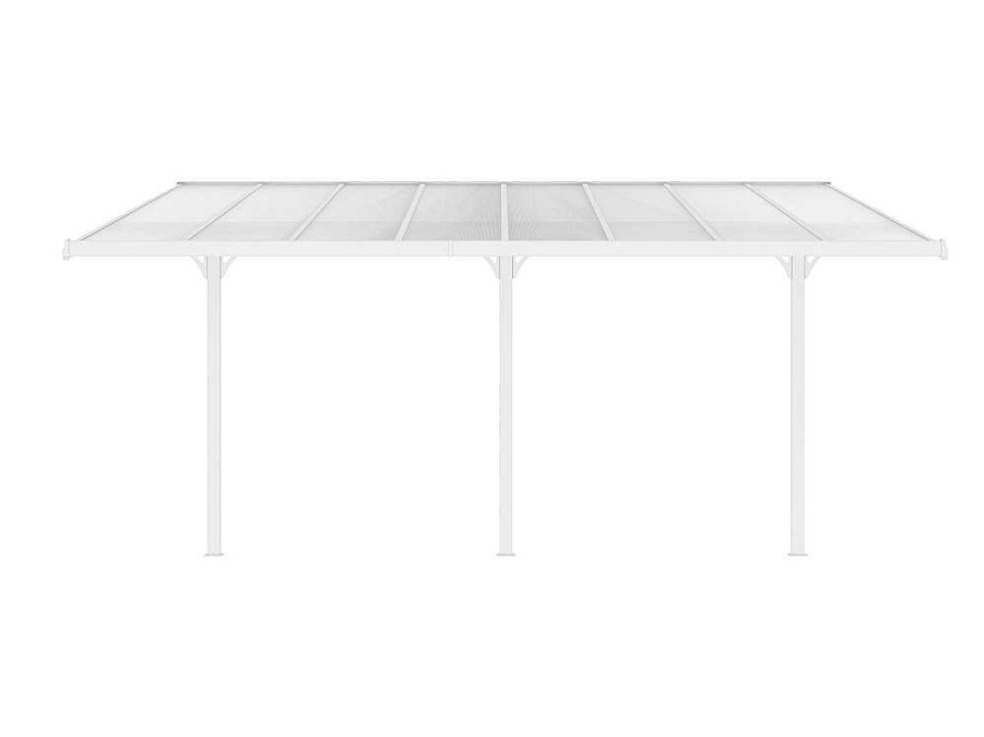 EXPERTLAND Prieel, Pergola, Gazebo En Kiosk | Carport Pergola Voor Tegen De Muur Van Aluminium 15,1 M Wit Alvaro