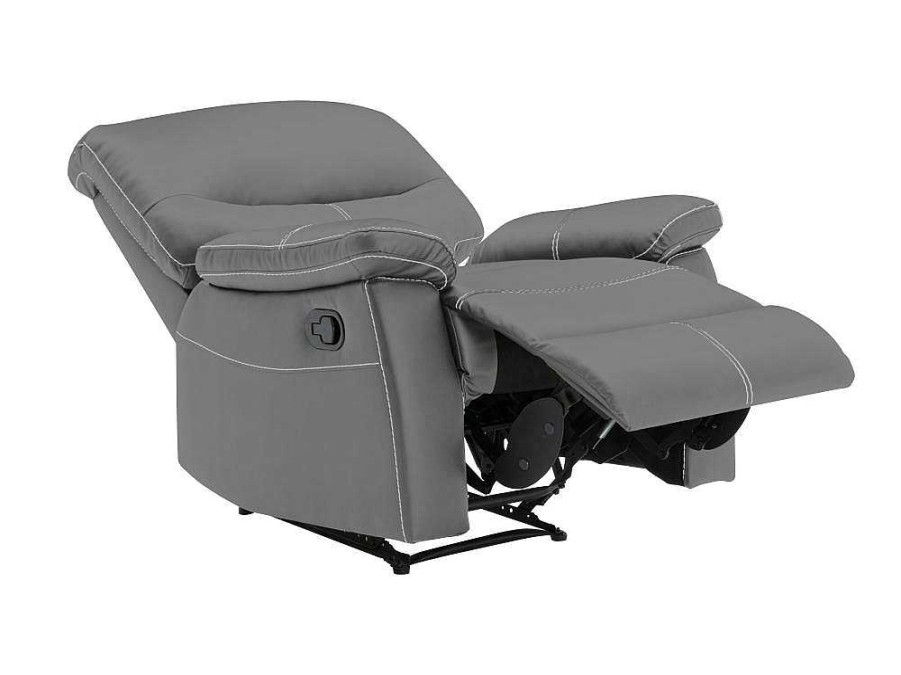 Vente-unique Set Zitbank + Fauteuil | 3+1 Zitbank In Grijze Kunstleer - Canby