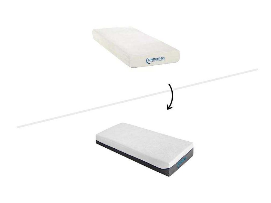 DREAMEA Elektrisch Relaxatiebed | Elektisch Relaxbed Met Contactplaatjes En Matras Met Vormgeheugen Hesiode Iii Van Dreamea - Okin-Motors - Wit - 2 X 70 X 190 Cm