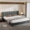 ModernLuxe Fluwelen Bed | Gestoffeerd Bed 160X200Cm In Fluweel Met Lattenbodem - Grijs