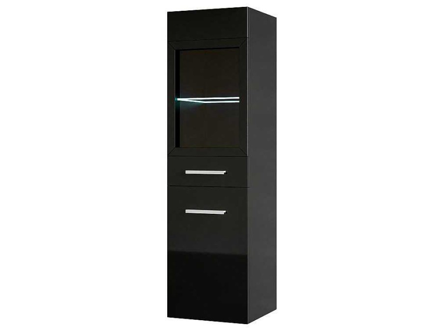 Vente-unique Badkamerkast | Zwarte Badkamerkolom Met Leds - L30 X B30 X H109 Cm - Laurine