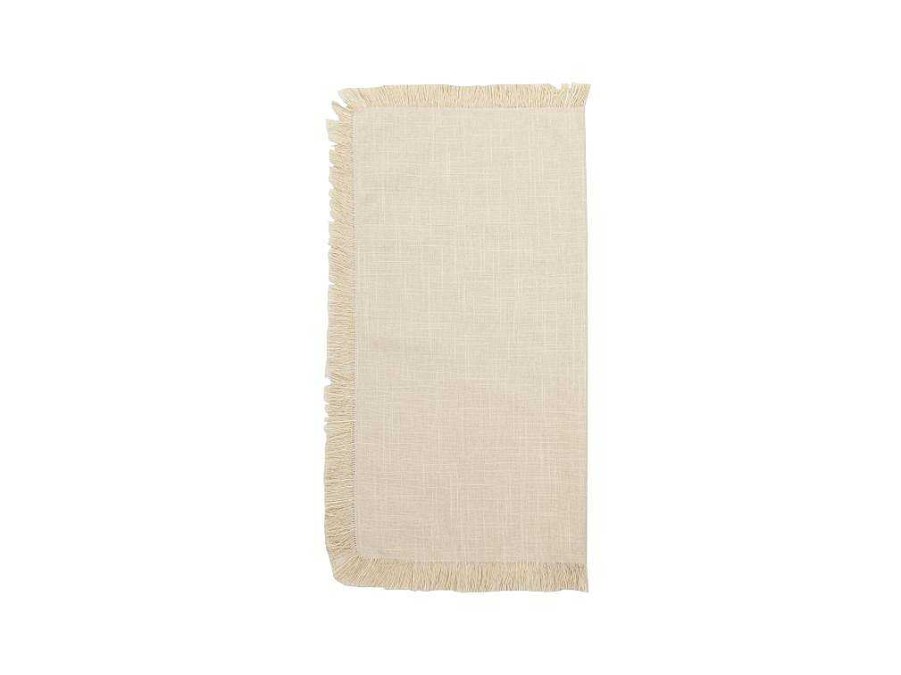 OZAIA Textiel Voor Eettafel | Set Van 4 Servetten Met Franje - Katoen - 45 X 45 Cm - Beige - Pola