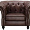 Vente-unique Fauteuil Stof | Chesterfield Fauteuil Aquitaine Van Microvezel Effect Lived-In Leer - Bruin