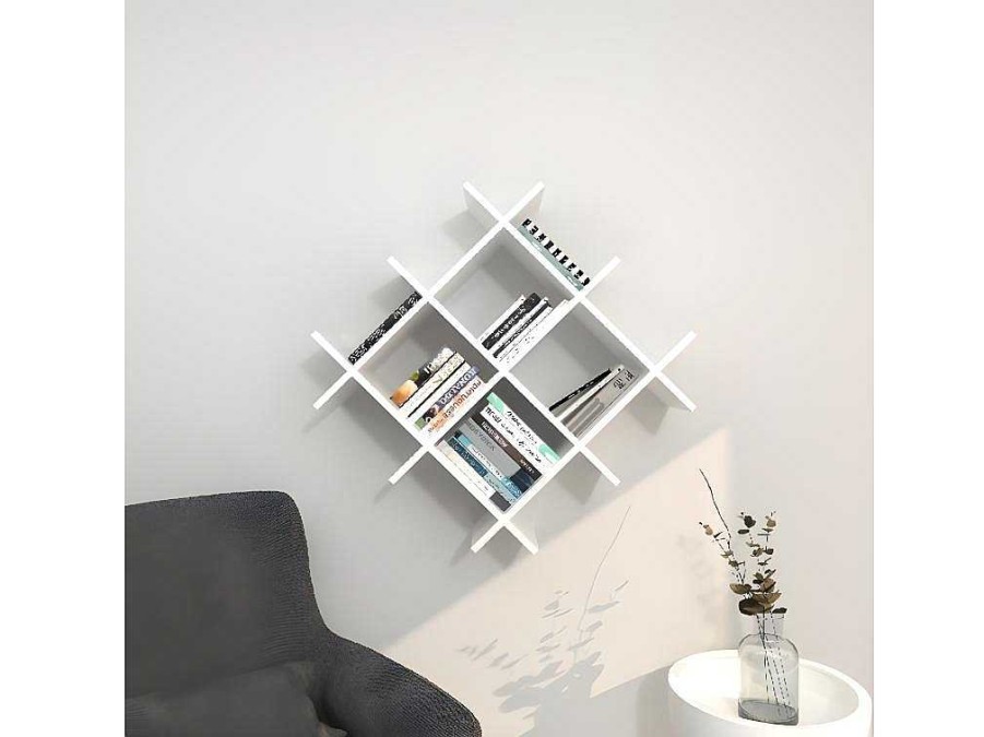 Homemania Boekenkast & Vitrine | Farley Plank, Wit, 75X27X75 Cm, Epikasa