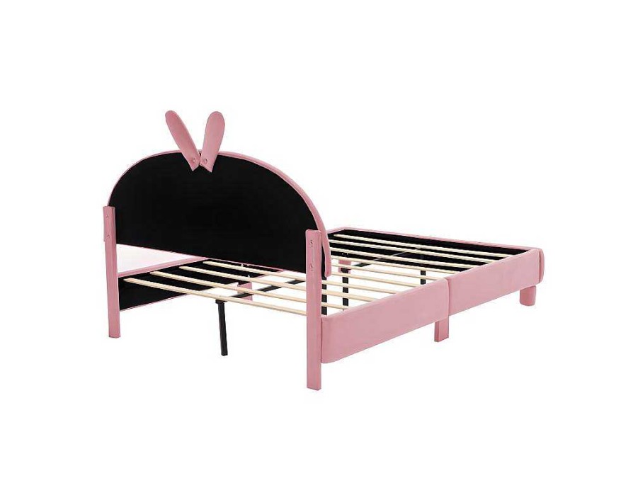 ModernLuxe Fluwelen Bed | Kinderbed Bekleed Met Fluweel 140X200Cm - Met Lattenbodem - Roze