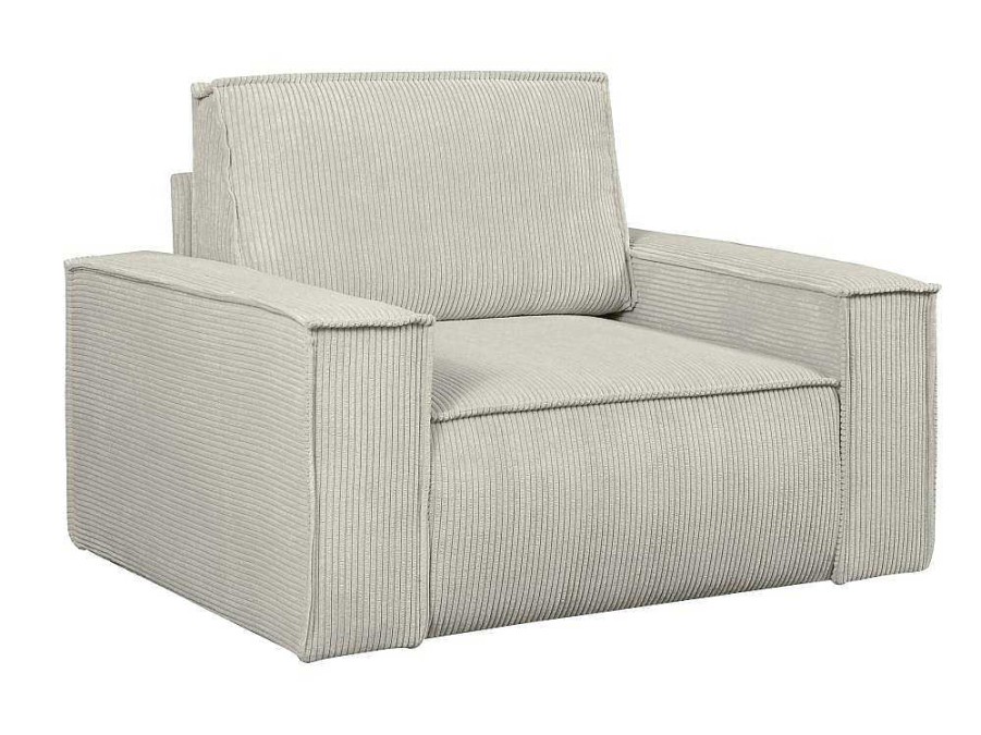 Vente-unique Fauteuil Stof Fluweel / Suedine | Beige Fauteuil Van Ribfluweel Amelia