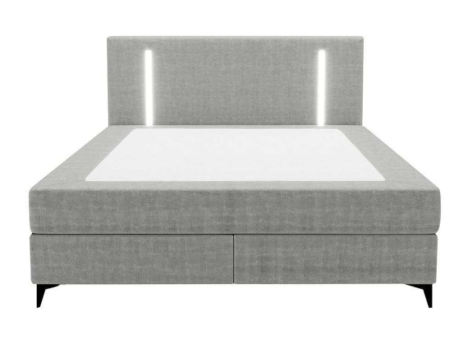 Ysmée Boxspringbed | Set Complete Boxspring Met Hoofdbord Met Ledverlichting + Bedbodem + Matras + Dekmatras - 160 X 200 Cm - Stof - Grijs - Ono Van Ysmee