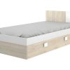 Vente-unique Bed Met Slaaplade | Onderschuifbed - 2 X 90 X 190 Cm - Kleuren: Eiken En Wit - Sonia