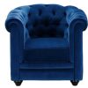 Vente-unique Fauteuil Stof | Fauteuil Chesterfield - Fluweel - Koningsblauw