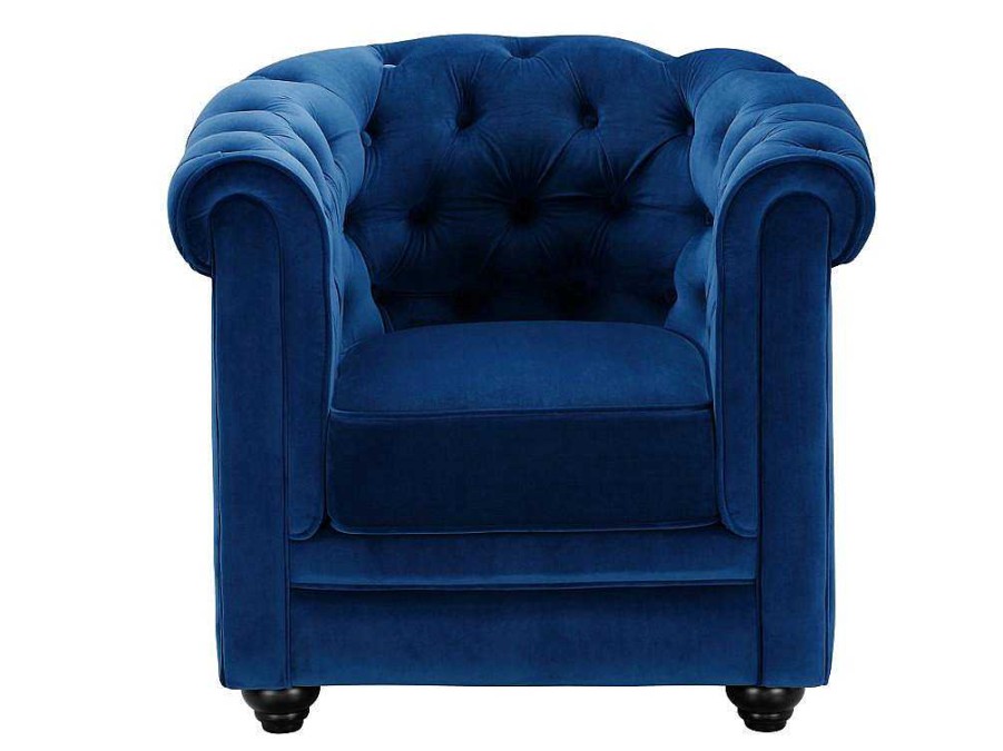 Vente-unique Fauteuil Stof | Fauteuil Chesterfield - Fluweel - Koningsblauw