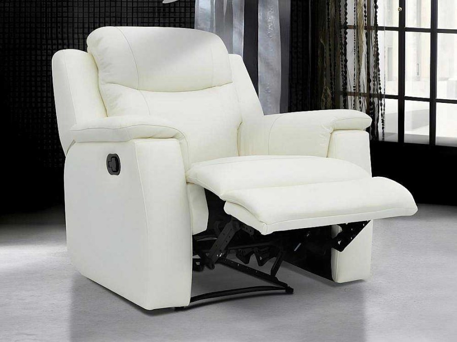 Vente-unique Relaxfauteuil | Relaxfauteuil Evasion Van Leer - Ivoorwit