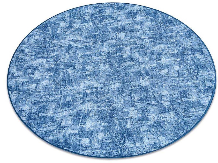 RugsX Tapijt Rond | Tapijt Rond Solid Blauw 70 Beton Cercle 150 Cm