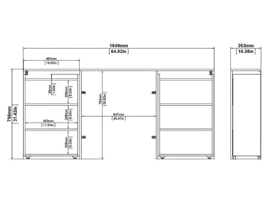 Vente-unique Hoofdeinde En Brugkast | Nada Hoofdbord Met Opbergruimte 160 Cm, Betondecor/Wit Hoogglans.