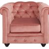 Vente-unique Fauteuil Stof | Fauteuil Chesterfield - Fluweel - Pastel Roze