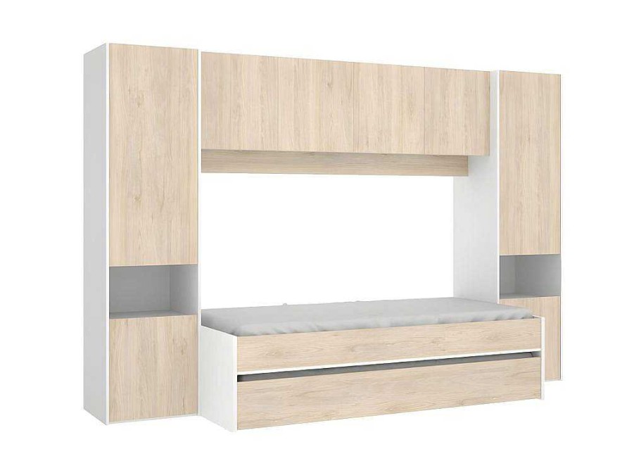 Vente-unique Kinderbed | Uitschuifbed Selena - 90 X 190 Cm - Kleur: Eiken En Wit