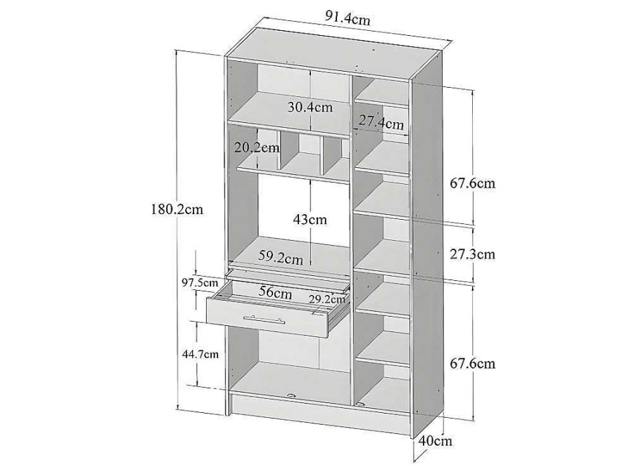 Vente-unique Keukenmeubel | Keukenmeubel Mady - 5 Kasten En 1 Lade - Zwart & Eiken