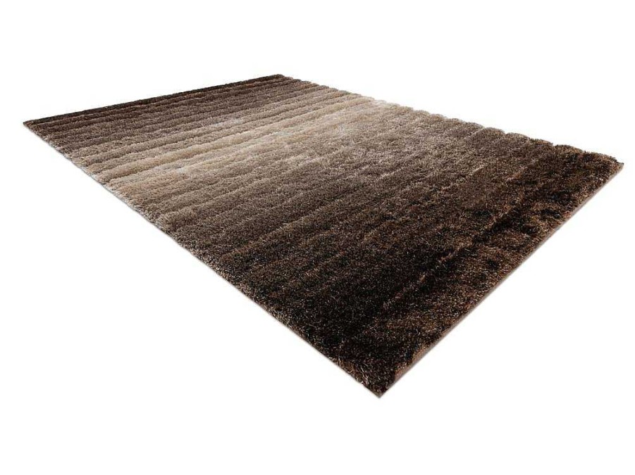 RugsX Tapijt Hoogpolig | Tapijt Shaggy Flim 007-B3 Modern, Strips - Structureel, Bruin 80X150 Cm