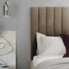 PASCAL MORABITO Fluwelen Bed | Kofferbed Met Hoofdbord Met Verticale Naden - 160 X 200 Cm - Velours - Taupe - Larali - Van Pascal Morabito