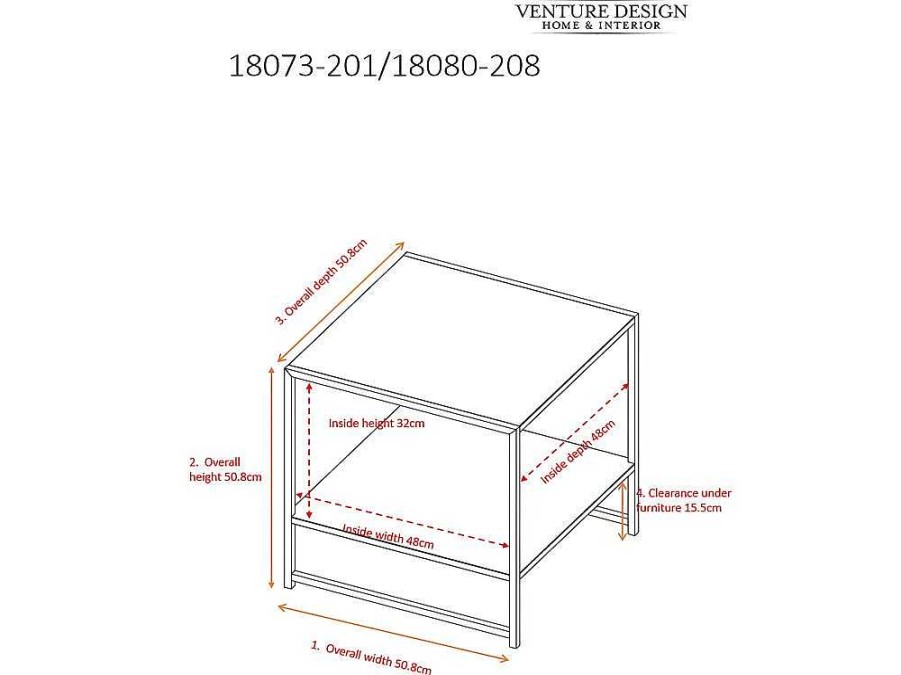 Venture Home Bijzettafel | Staal Bijzettafel Met Plank 51X51 Cm Zwart.