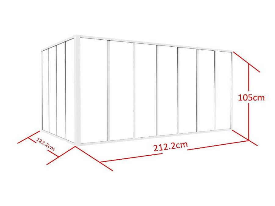 Vente-unique Glazen Binnenraam | Glazen Hoekbinnenraam In Industriele Stijl In Gepoederlakt Aluminium L210 X L120 X H105 Wit Bayview