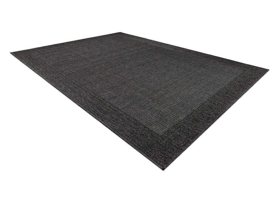 RugsX Tapijt Voor Buiten | Sisal Tapijt Timo 5000 Buitenshuis Kader Zwart 80X150 Cm