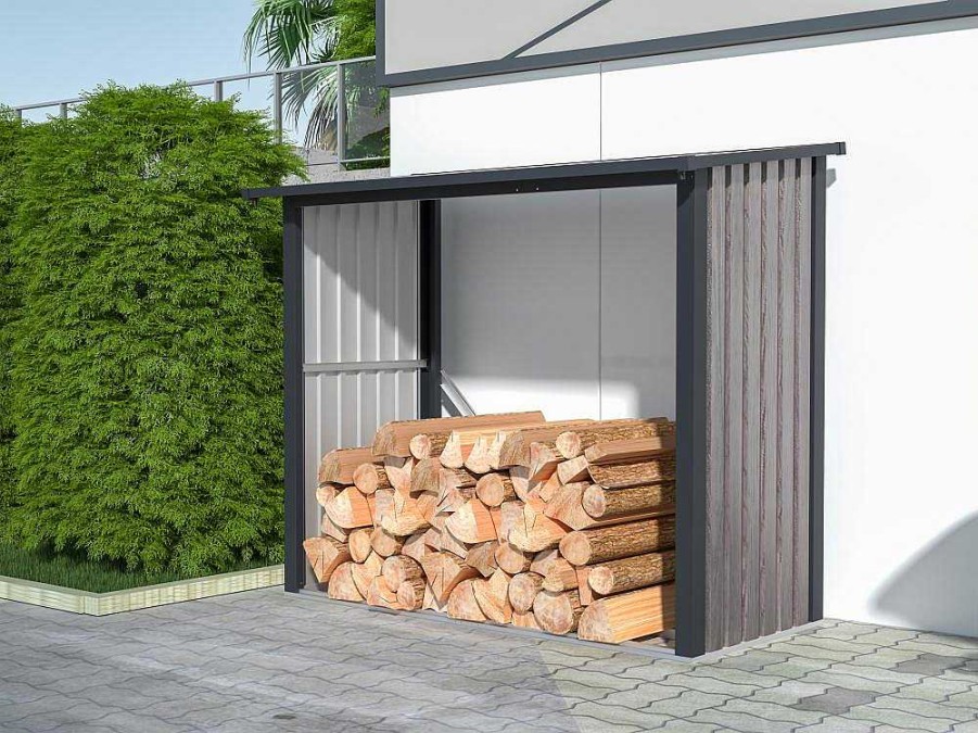 EXPERTLAND Tuinhuis | Tuinhuisje Van Verzinkt Staal Met Houteffect 1,98 M3 - 2 Kub - B182 X D89 X H156 Cm - Birwood