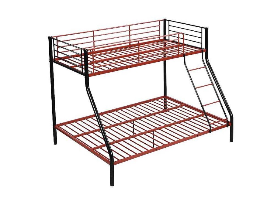 Vente-unique Kinderbed Stapelbed | Stapelbed Elevatio Iv - 90 En 140 X 190 Cm - Staal - Zwart En Rood