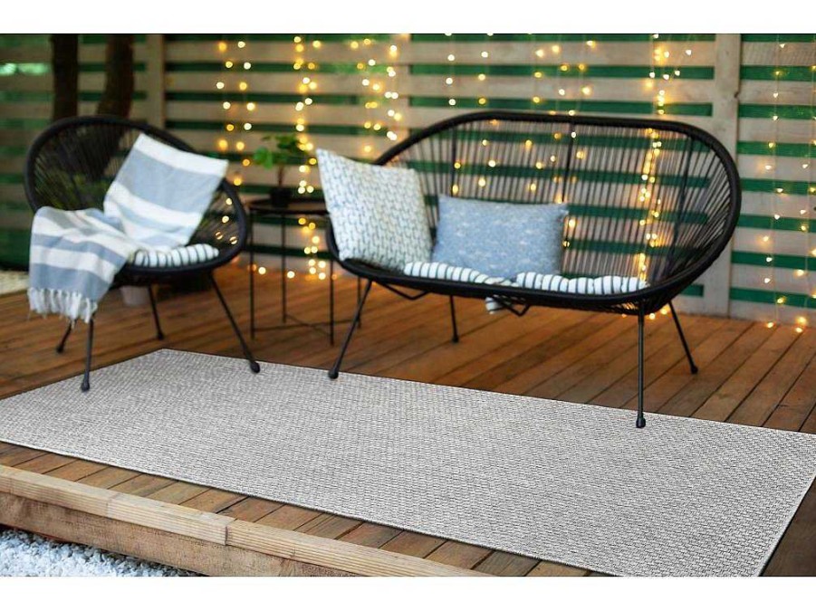 RugsX Tapijt Voor Buiten | Sisal Tapijt, Loper Timo 6272 Buitenshuis Grijskleuring 80X250 Cm