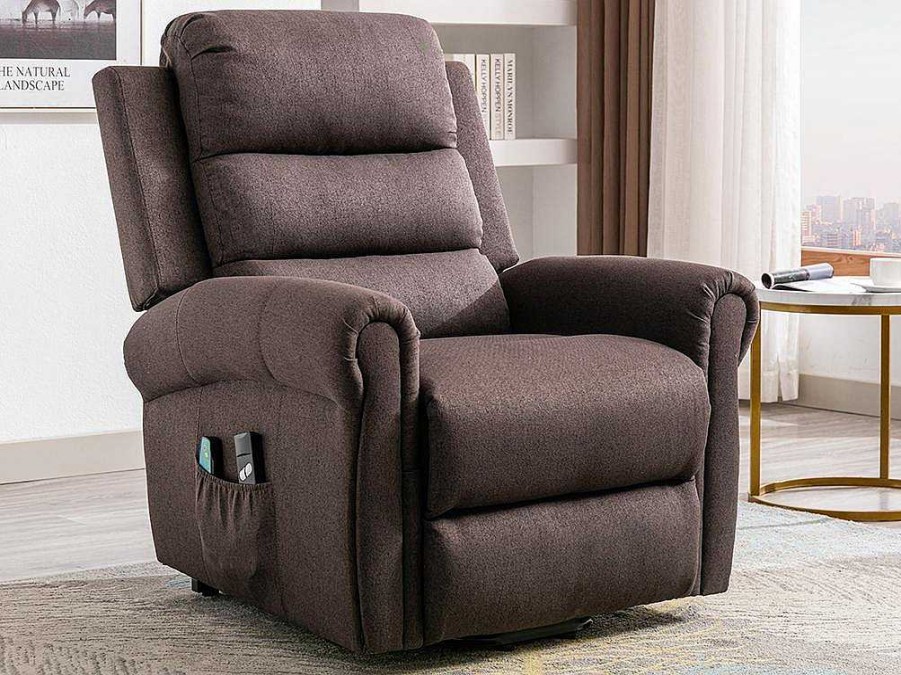 Vente-unique Fauteuil Stof | Massagestoel Met Elektrische Sta-Op Functie - Bruin - Lovari