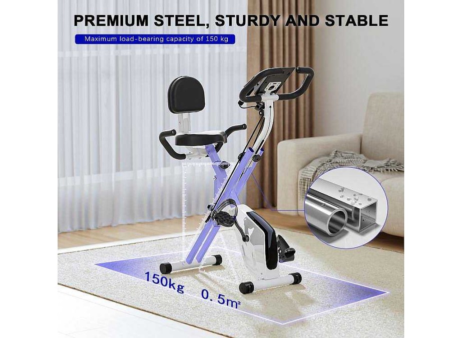 Vente-unique Fitness | 3 In 1 Opvouwbare Hometrainer, Magnetische X-Bike Ligfiets Fitness Bike Met 8-Level Verstelbare Weerstand Voor Home Gym Workout