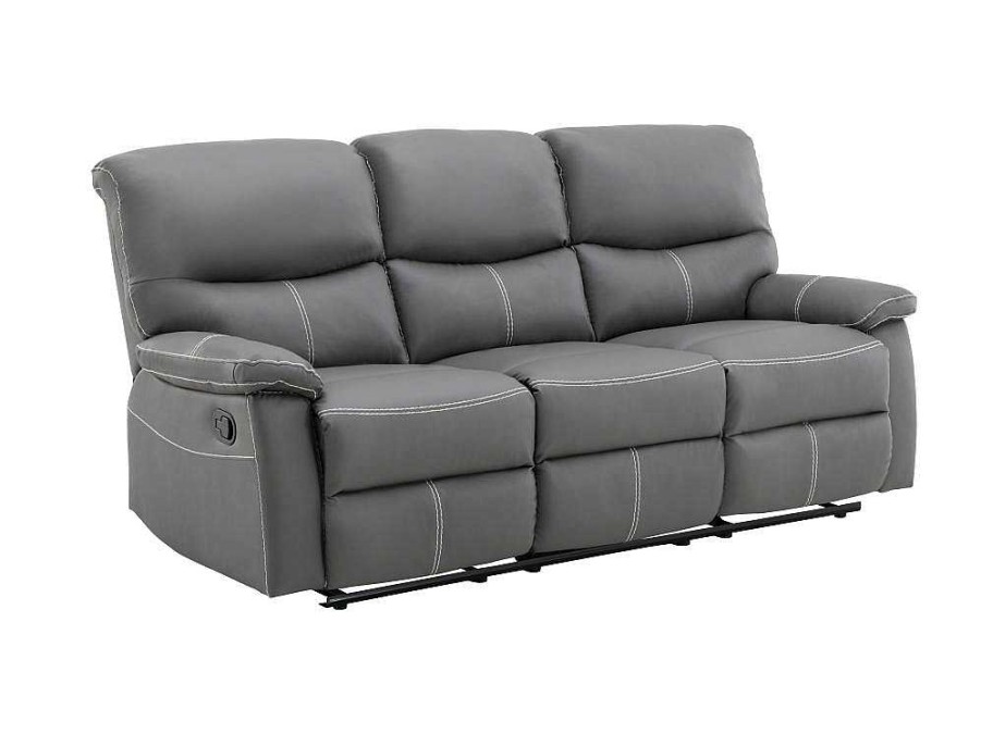 Vente-unique Set Zitbank + Fauteuil | 3+1 Zitbank In Grijze Kunstleer - Canby