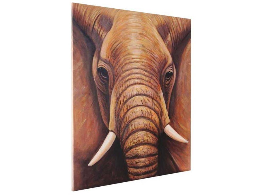 Vente-unique Schilderij | Olieverfschilderij Close-Up Olifant Handgeschilderd