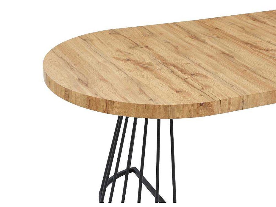 Vente-unique Eettafel | Uitschuifbare Eettafel 2 Tot 12 Plaatsen Van Mdf En Staal - Naturel En Zwart - Firela