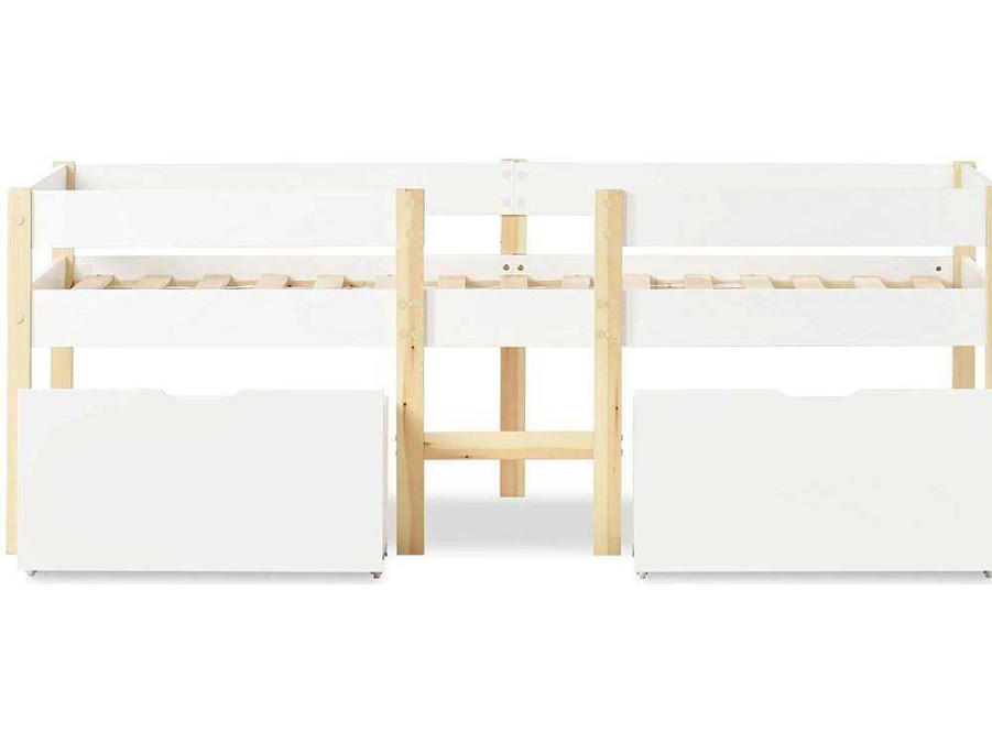 ModernLuxe Kinderbed | Hochbett Aus Massivem Kiefernholz Mit Schubladen 90 X 200 Cm Weis