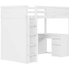 Vente-unique Kinderbed Hoogslaper | Hoogslaper 90 X 200 Cm Met Bureau, Opbergplanken, Lades En Ladder, Mdf-Hout, Wit