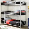 Vente-unique Kinderbed Stapelbed | Stapelbed - 3 X 90 X 190 Cm - Metaal - Zilverkleur - Met Matras - Elouan