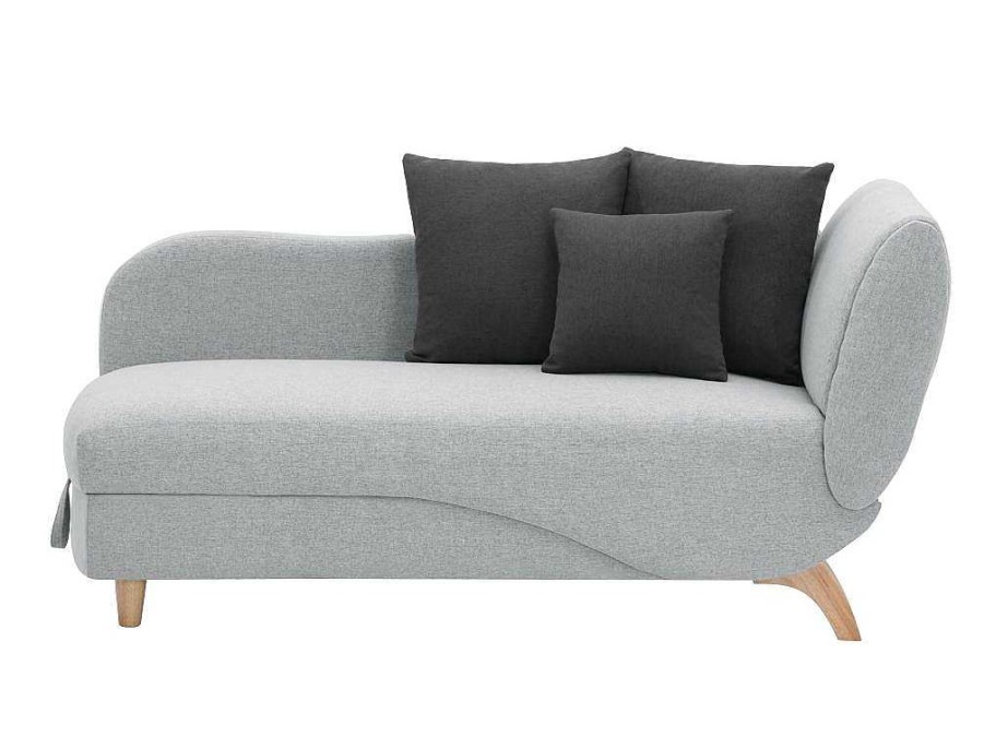 Vente-unique Chaise Longue | Slaapbank Van Lichtgrijze Stof Met Opbergruimte - Hoek Links - Penelope