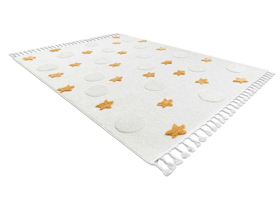 RugsX Kindervloerkleed | Tapijt Yoyo Gd75 Wit / Oranje - Sterren, Cirkels Voor Kinderen, Struct 200X290 Cm