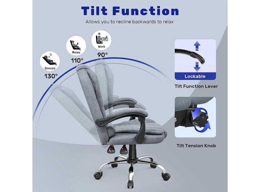 Vente-unique Aanbiedingen: Slaapkamer & Kantoor | Executive Bureaustoel Met Kantelfunctie Heavy Duty Voor Thuiskantoor Werken