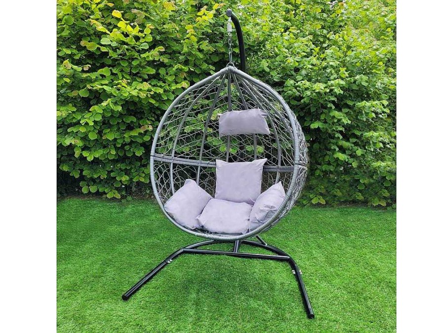 Monstershop Hangstoel | Hangstoel Egg Chair - Grijs - Max: 150 Kg