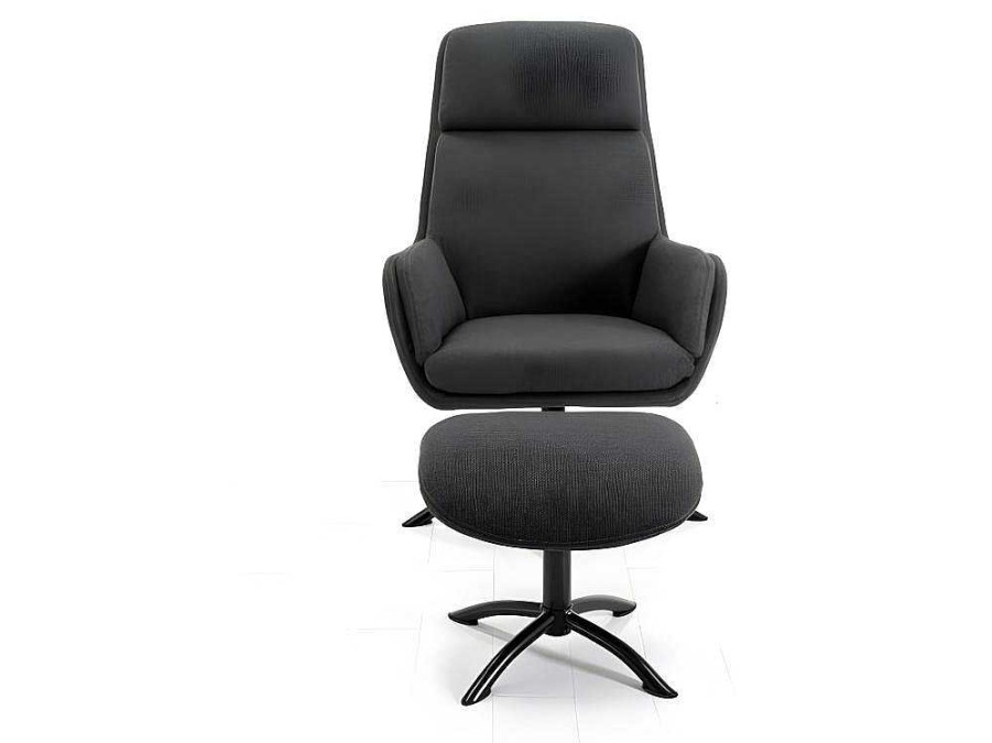 Vente-unique Relaxfauteuil | Verstelbare Fauteuil Van Linnen Met Voetensteun Arbori - Donkergrijs