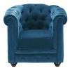 Vente-unique Fauteuil Stof | Fauteuil Chesterfield - Fluweel - Eend Blauw