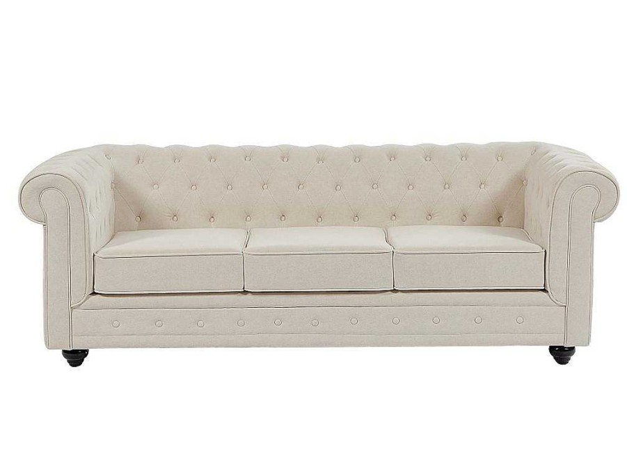 Vente-unique Chesterfield Zitbank | 3-Zitsbank Van Beige Stof Chesterfield