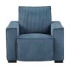 Vente-unique Relaxfauteuil | Elektrische Relaxfauteuil Met Bekleding In Blauw Ribfluweel Amelio