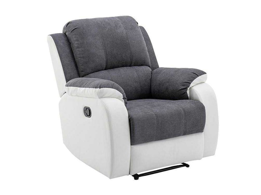 Vente-unique Relaxfauteuil | Relaxfauteuil Van Microvezel En Grijs En Wit Kunstleer Brody