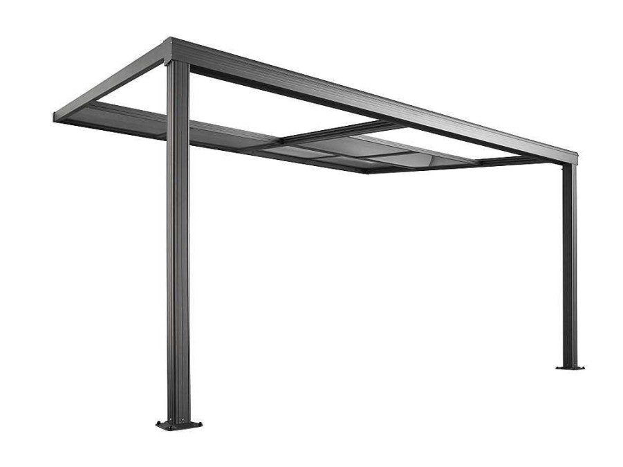 EXPERTLAND Prieel, Pergola, Gazebo En Kiosk | Pergola Voor Tegen De Muur Met Schuifbaar Dak - 12 M - Antraciet - Izeda